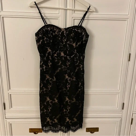 Mystic Dresses | Nwt!! Mystic Black Lace Semi-Sweetheart Neck Dress!! Size M! | Color: Black/Cream | Size: M | Alohielliot's Closet
